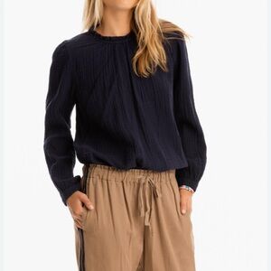 Xirena Fayth Top Long Sleeve Gauze Cotton Beachy Coastal Casual Size Large